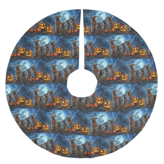 Chesapeake Bay Terrier Halloween Spooky Polyester Weihnachtsbaumdecke (Vorderseite)