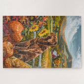 Chesapeake Bay Terrier Herbsternte Erntedank Puzzle (Horizontal)