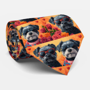 Chesapeake Bay Terrier Herz Rosen Valentinstag Krawatte