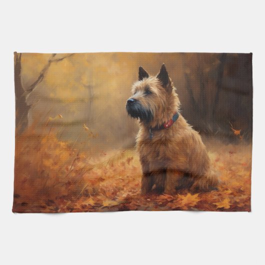 Chesapeake Bay Terrier im Herbst Verlassen Geschirrtuch (Horizontal)