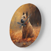 Chesapeake Bay Terrier im Herbst Verlassen Große Wanduhr (Winkel)