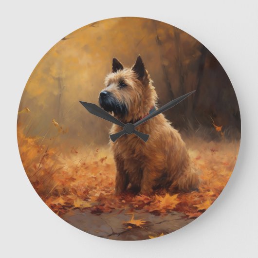 Chesapeake Bay Terrier im Herbst Verlassen Große Wanduhr (Vorderseite)