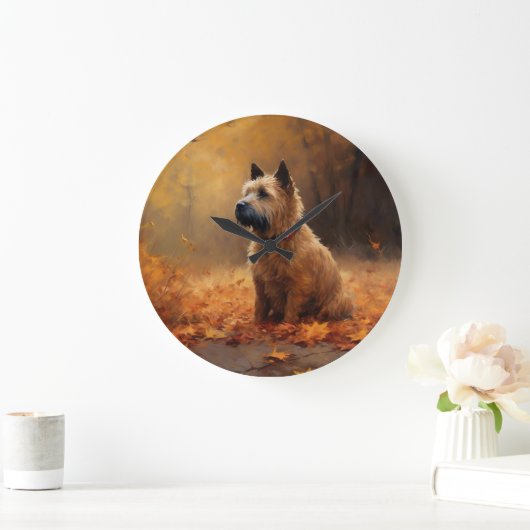 Chesapeake Bay Terrier im Herbst Verlassen Große Wanduhr (Zuhause)