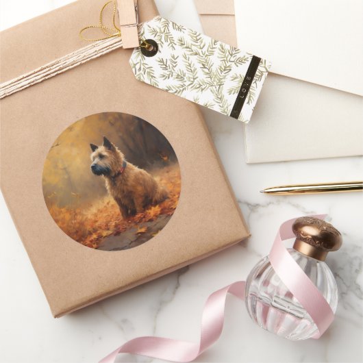 Chesapeake Bay Terrier im Herbst Verlassen Runder Aufkleber (Schenken)