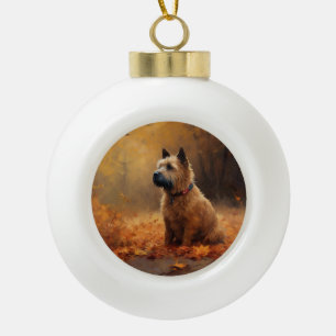 Chesapeake Bay Terrier im Herbstlaub Keramik Kugel-Ornament