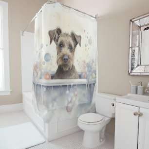 Chesapeake Bay Terrier in der Badewanne Aquarell H Duschvorhang
