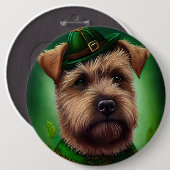 Chesapeake Bay Terrier in St Patrick's Day Dress Button (Vorne & Hinten)