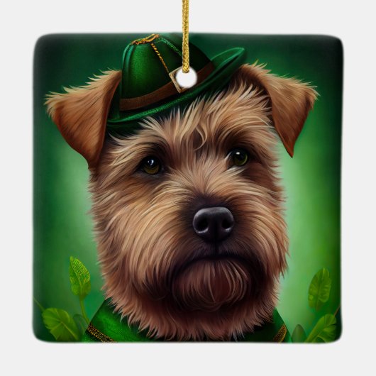 Chesapeake Bay Terrier in St Patrick's Day Dress Keramikornament (Rückseite)