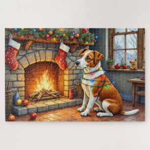 Chesapeake Bay Terrier Kamin Weihnachtslichter Puzzle