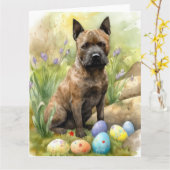 Chesapeake Bay Terrier mit Ostereiern Urlaub Karte (Gelbe Blume)