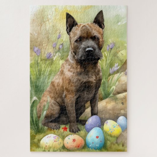 Chesapeake Bay Terrier mit Ostereiern Urlaub Puzzle (Vertikal)