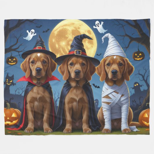Chesapeake Bay Terrier Pumpkin Halloween Funny Fleecedecke (Vorderseite (Horizontal))