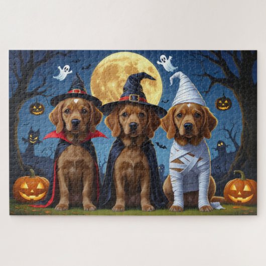 Chesapeake Bay Terrier Pumpkin Halloween Funny Puzzle (Horizontal)