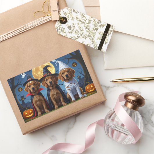 Chesapeake Bay Terrier Pumpkin Halloween Funny Rechteckiger Aufkleber (Schenken)