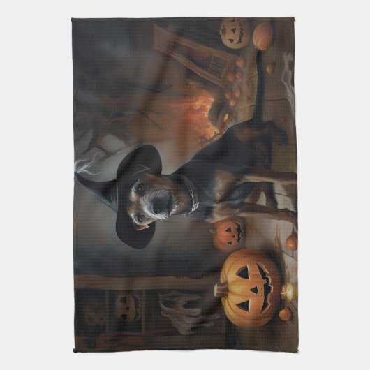Chesapeake Bay Terrier Pumpkins Halloween Beängsti Geschirrtuch (Vertikal)