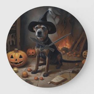 Chesapeake Bay Terrier Pumpkins Halloween Beängsti Große Wanduhr
