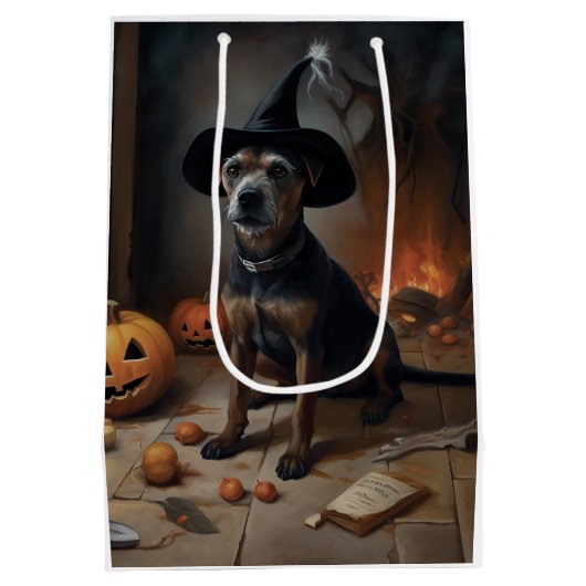 Chesapeake Bay Terrier Pumpkins Halloween Beängsti Mittlere Geschenktüte (Rückseite)