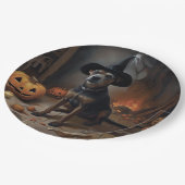 Chesapeake Bay Terrier Pumpkins Halloween Beängsti Pappteller (Schrägansicht)