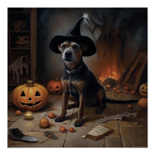 Chesapeake Bay Terrier Pumpkins Halloween Beängsti Poster (Vorderseite)