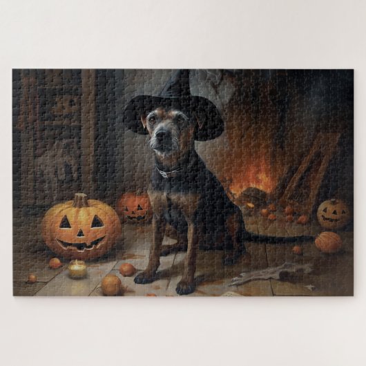 Chesapeake Bay Terrier Pumpkins Halloween Beängsti Puzzle (Horizontal)