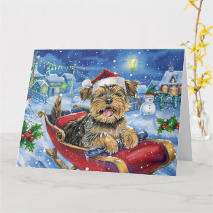 Chesapeake Bay Terrier Schlitten Schnee Weihnachte Karte