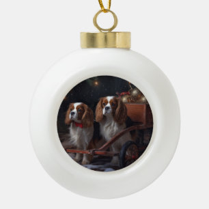 Chesapeake Bay Terrier Schnee-Schlitten Weihnachte Keramik Kugel-Ornament