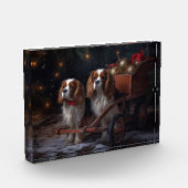 Chesapeake Bay Terrier Snowy Sleigh Weihnachten Fotoblock (Links)