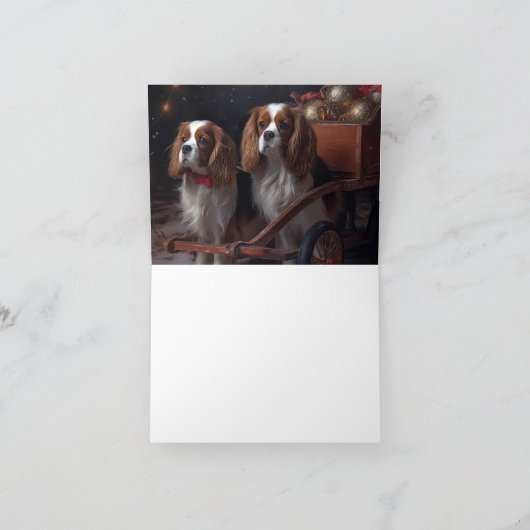 Chesapeake Bay Terrier Snowy Sleigh Weihnachten Karte (Innenseite)