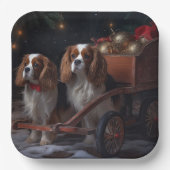 Chesapeake Bay Terrier Snowy Sleigh Weihnachten Pappteller (Vorderseite)