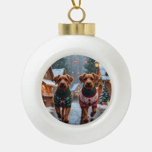 Chesapeake Bay Terrier Weihnachten Schnee Urlaub Keramik Kugel-Ornament