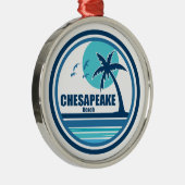 Chesapeake Beach Maryland Palm Tree Birds Ornament Aus Metall (Rechts)