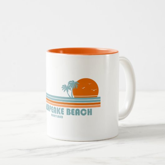 Chesapeake Beach Maryland Sun Palm Trees Zweifarbige Tasse (VorderseiteRechts)