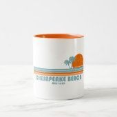 Chesapeake Beach Maryland Sun Palm Trees Zweifarbige Tasse (Mittel)