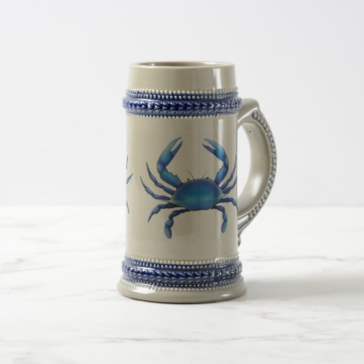 Chesapeake-blaue Krabbe Stein Bierglas (VorderseiteRechts)