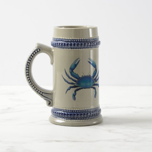 Chesapeake-blaue Krabbe Stein Bierglas (Links)
