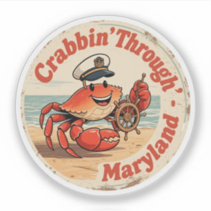 Chesapeake Charm_ Maryland Crab Captain Vintage  Aufkleber