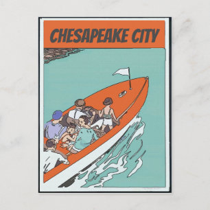 Chesapeake City, Bootsfahrt, Vintage-Postkarte Postkarte