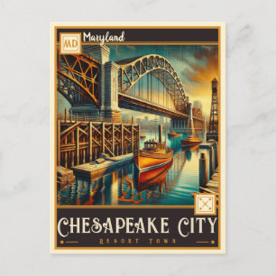 Chesapeake City, Maryland Antik Postkarte