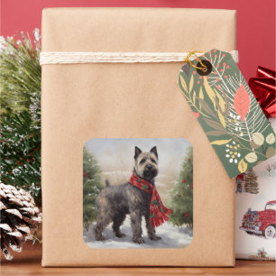 Chesapeake-Hund im Schnee Weihnachten Quadratischer Aufkleber