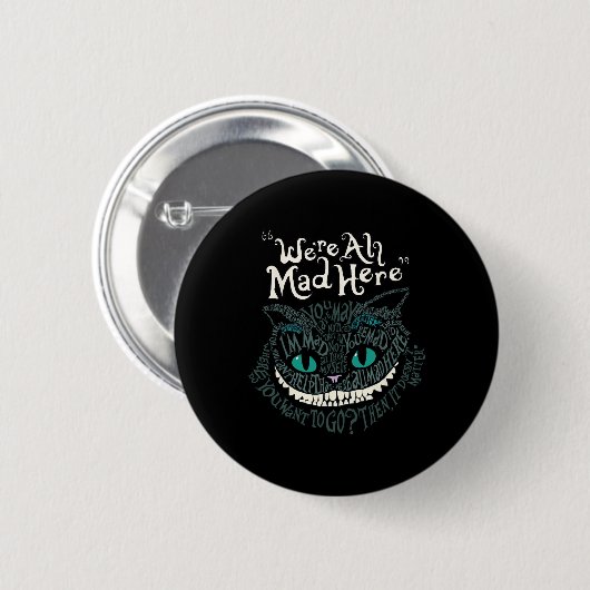 Cheshire Alice Cat Wir sind alle Mad Here Wonderla Button (Vorne & Hinten)