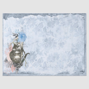 Cheshire Cat Alice im Wunderland Blue Decoupage Seidenpapier