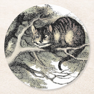 Cheshire Cat Alice im Wunderland Klassiker Runder Pappuntersetzer