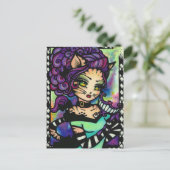Cheshire Cat Alice Smoke Fairy Fantasy Girl of the Postkarte (Stehend Vorderseite)