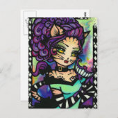 Cheshire Cat Alice Smoke Fairy Fantasy Girl of the Postkarte (Vorne/Hinten)