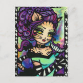 Cheshire Cat Alice Smoke Fairy Fantasy Girl of the Postkarte (Vorderseite)