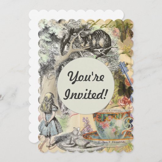 Cheshire Cat Alice Wonderland Classic Einladung (Vorne/Hinten)