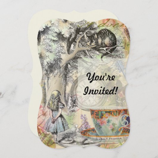 Cheshire Cat Alice Wonderland Classic Einladung (Vorne/Hinten)