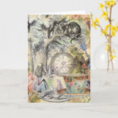 Cheshire Cat Alice Wonderland Classic Karte (Gelbe Blume)