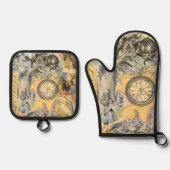 Cheshire Cat Alice Wonderland Classic Ofenhandschuh & Topflappen-Set (Vorderseite)