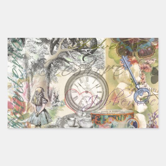 Cheshire Cat Alice Wonderland Classic Rechteckiger Aufkleber (Vorderseite)